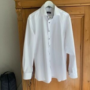 Eterna Classic White Shirt with Dark Buttons